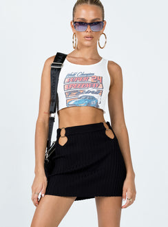   front view of model wearing Princess Polly Nina Rib Knit Mini Skirt Black 