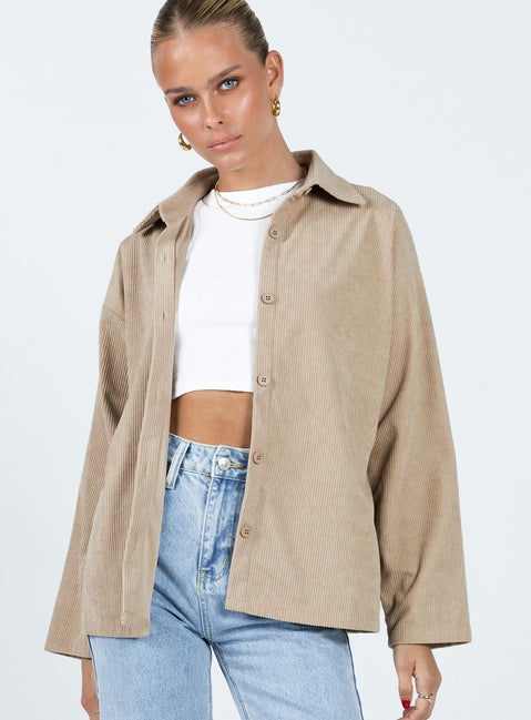 Jacket Corduroy material Classic collar Button fastening at front