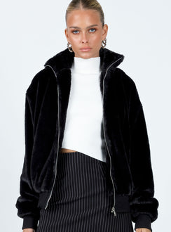 Bomber jacket Faux fur material Zip fastening at front Classic collar Ribbed cuffs Ribbed hem Non-stretch Fully lined 