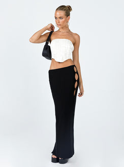   front view of model wearing Princess Polly Jordan Knit Midi Skirt Black 