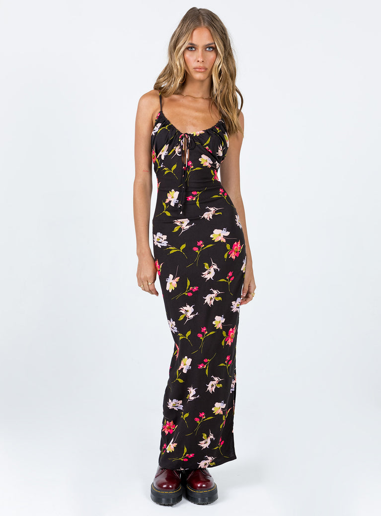 Princess Polly Scoop Neck  Brailey Maxi Dress Black Multi