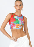 front view of model wearing Princess Polly Happy Garden Tank Top Multi 