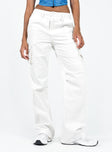 Princess Polly High Rise  Paige Mid Rise Cargo Jean White