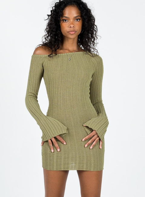 product Princess Polly High Neck  Santorini Knit Mini Dress Green