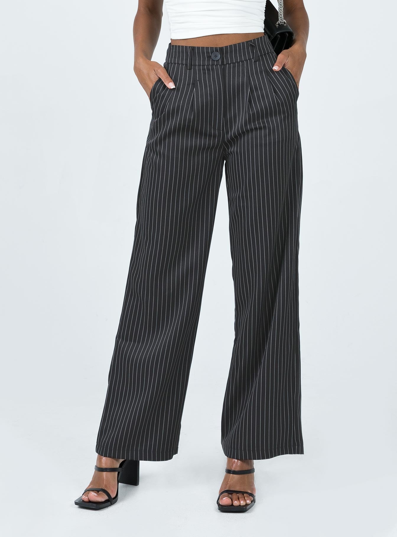 Urban Outfitters Archive Black Skylar Pinstripe Trousers  Urban Outfitters  UK