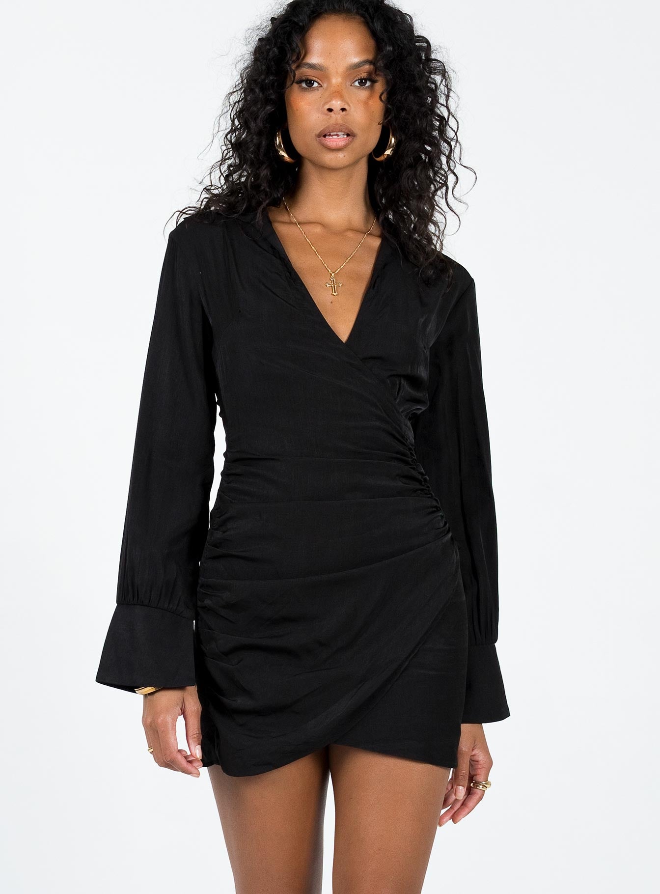 Princess polly black wrap clearance dress