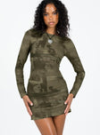 product Princess Polly High Neck  Favel Mini Dress Khaki