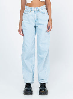 front view of model wearing Princess Polly Sion Denim Jeans High Waisted 