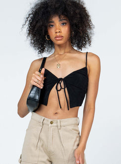 front view of model wearing Princess Polly Mayson Top Black 