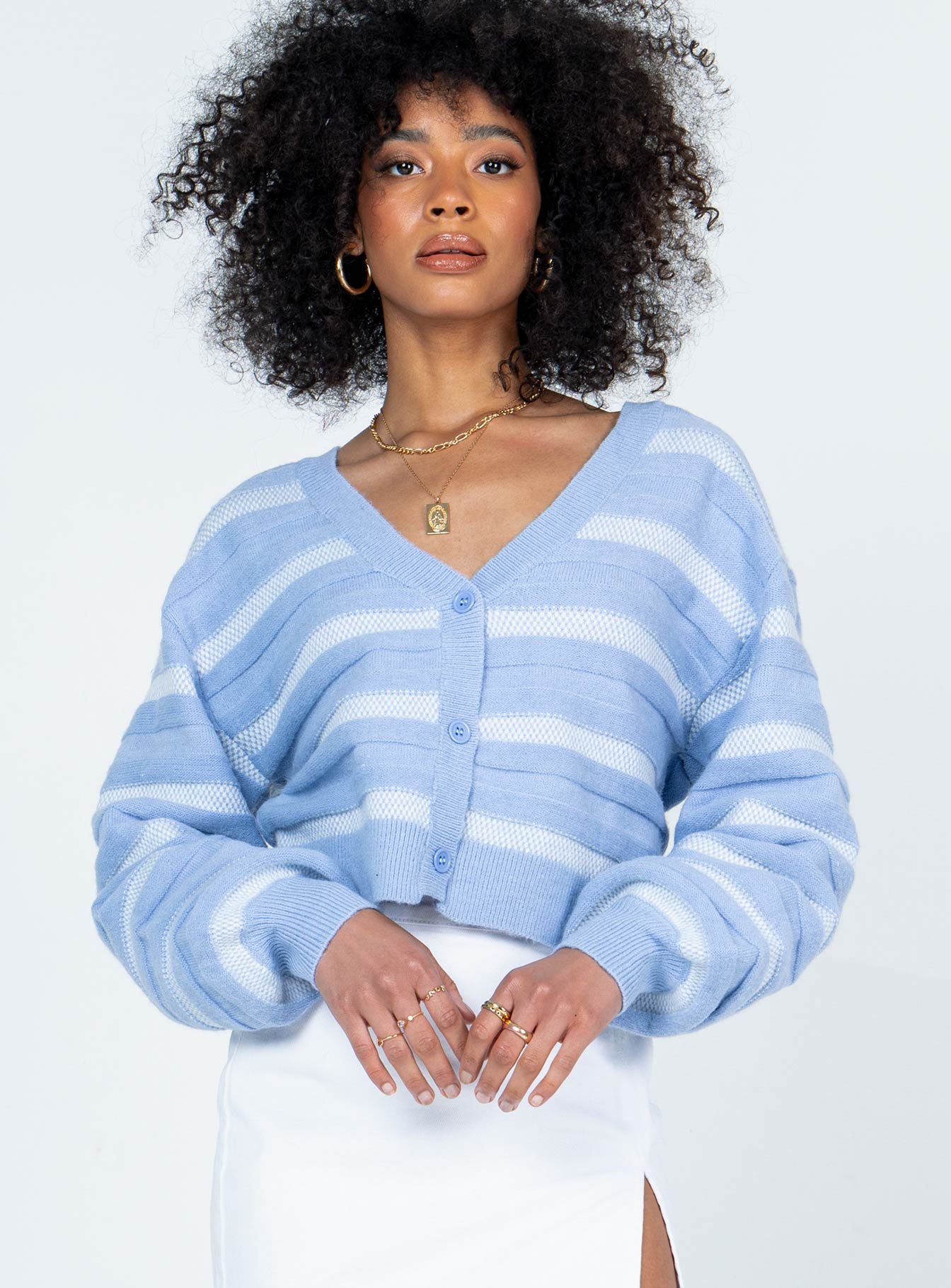 Alvaro Cardigan Blue Princess Polly  Cropped 