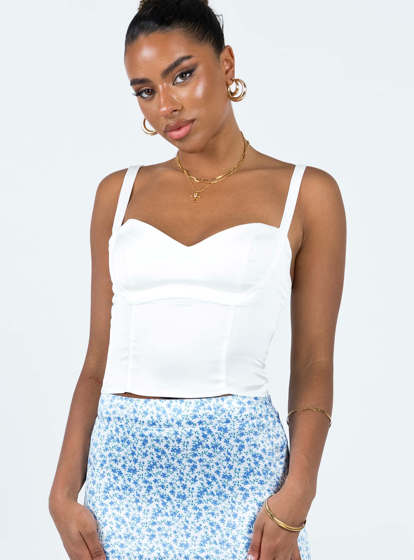 product Princess Polly Sleeveless Cowl  Tomkins Corset Top White