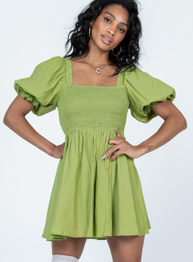 Princess Polly Square Neck  Dani Mini Dress Green