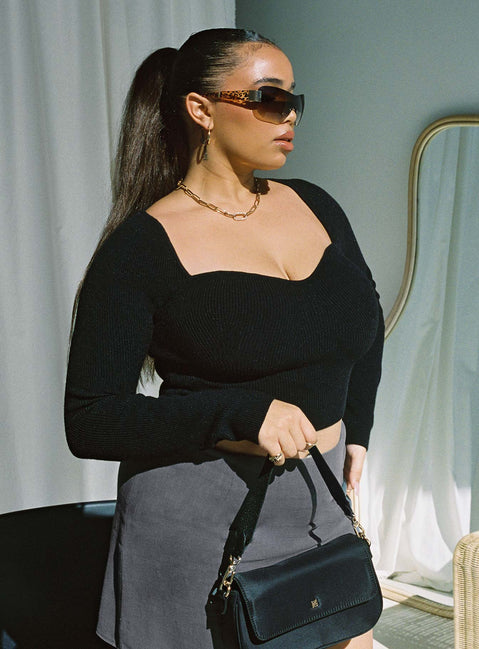 product Princess Polly Full Sleeves High Neck  Alima Long Sleeve Top Black Curve