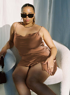 product Princess Polly High Neck  Alfie Mini Dress Brown Curve