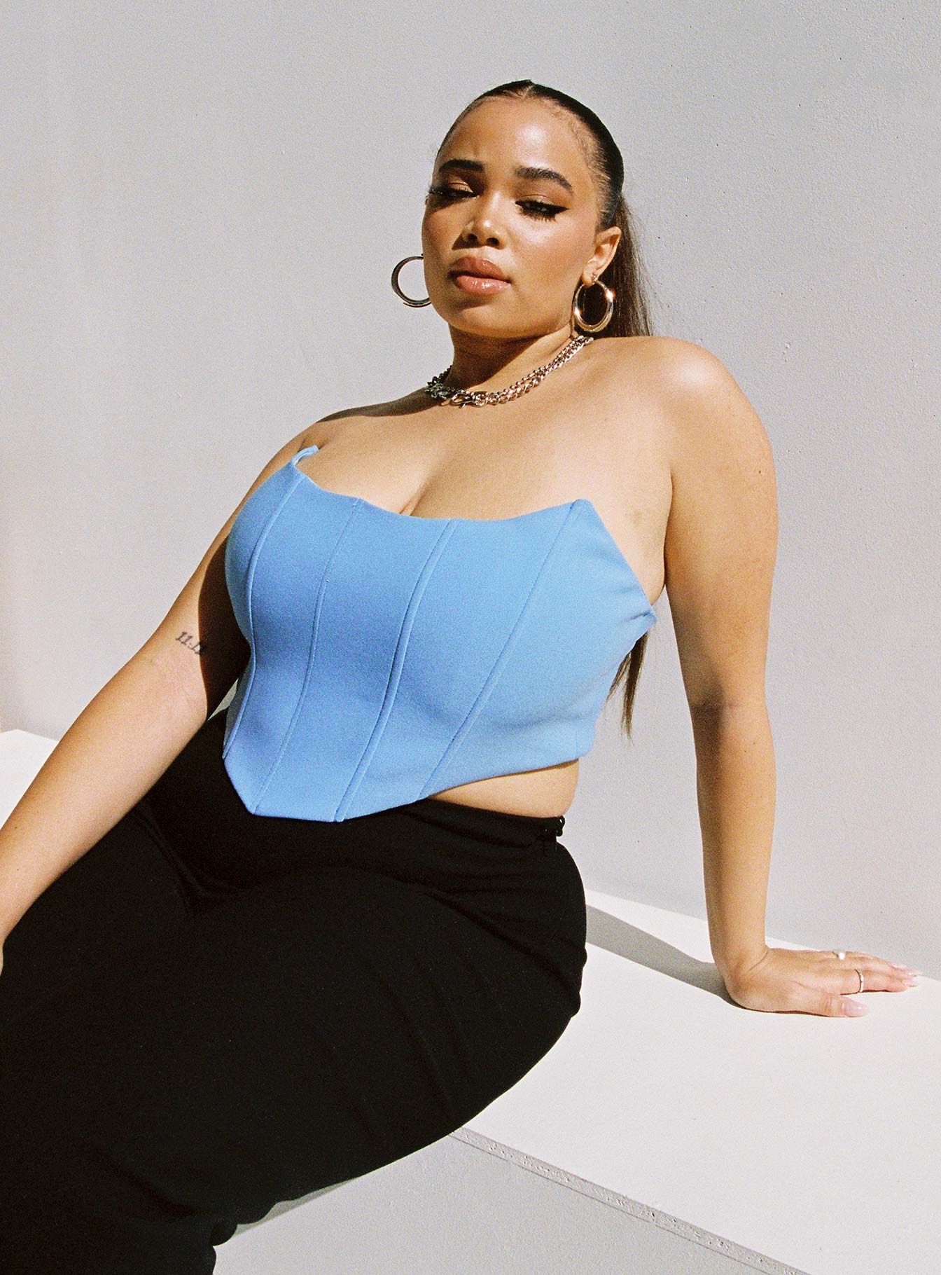 product Princess Polly Sleeveless Asymmetric Neckline  Carlie Top Blue Curve