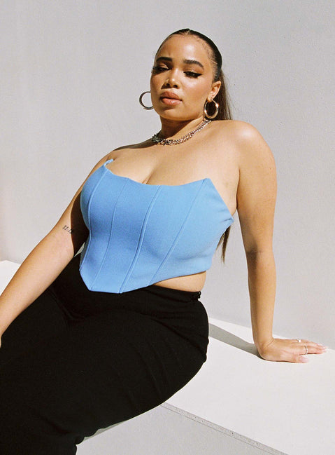 product Princess Polly Sleeveless Asymmetric Neckline  Carlie Top Blue Curve