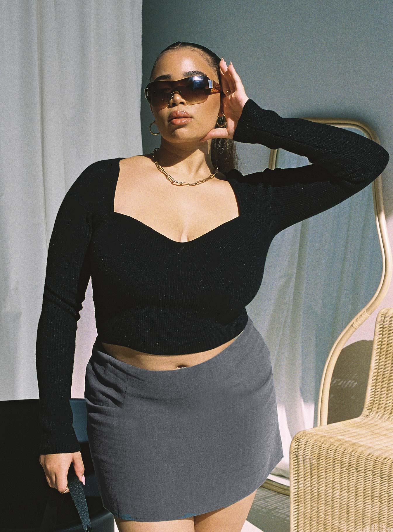 product Selby Mini Skirt Grey Curve Princess Polly  Mini Skirts 