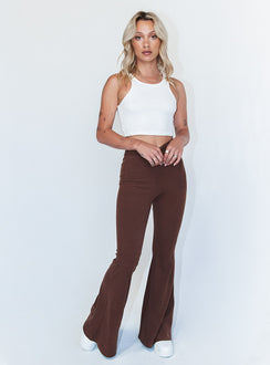 side view of model wearing Princess Polly Carolina Pants Brown 