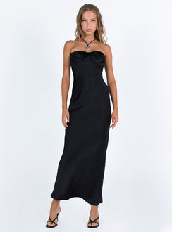 product Princess Polly Asymmetric Neckline  Kesy Bow Tie Maxi Dress Black