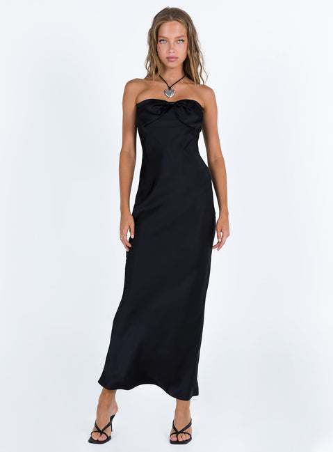 product Princess Polly Asymmetric Neckline  Kesy Bow Tie Maxi Dress Black