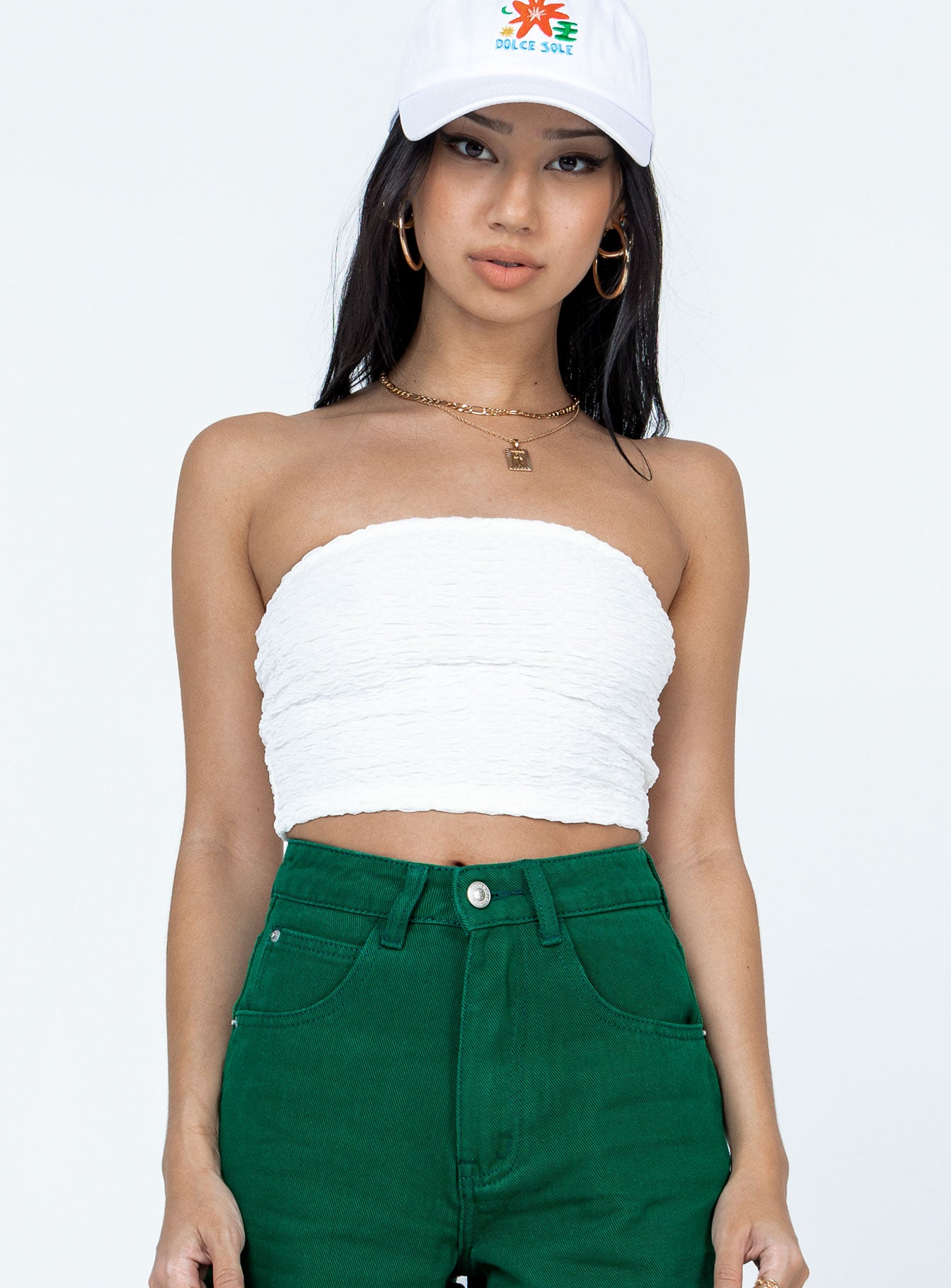 product Princess Polly Full Sleeves Square Neck  Brae Strapless Top White