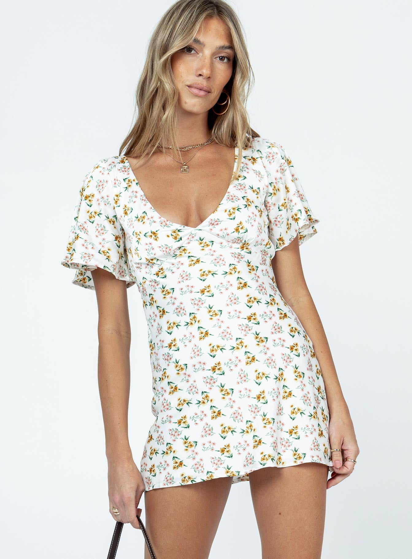 product Princess Polly Crew Neck  Lucine Mini Dress White Floral