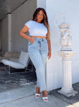 product Princess Polly Mid Rise  Holly Asymmetric Straight Leg Jean Light Wash Denim Curve