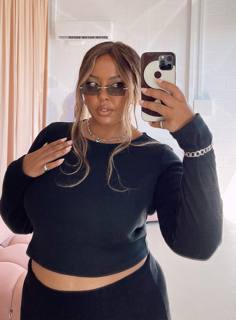 product Princess Polly Full Sleeves High Neck  Classic Long Sleeve Crop Tee Black Curve