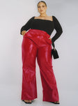 front view of model wearing Princess Polly Madi Pu Pant Red Curve 