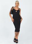 front view of model wearing Princess Polly Kena Midi Dress Black 