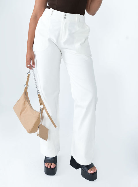 front view of model wearing Princess Polly The Burton Pants White 