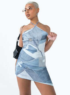 product Princess Polly Asymmetric Neckline  Motel Adelia Mini Dress Denim