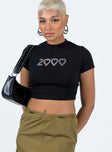 Front view of model wearing  front Princess Polly Short Sleeves High Neck  Motel Surtila Top Black