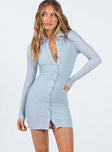 Princess Polly Plunger  Dalloway Long Sleeve Mini Dress Blue