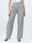 Front view of model wearing  front Princess Polly  Archer Pants Light Grey