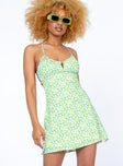 front view of model wearing Princess Polly Klaire Mini Dress Green 