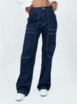 Front view of model wearing  front Princess Polly High Waisted  Marine Denim Jean