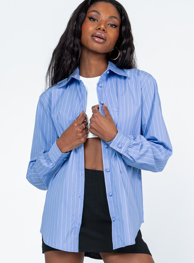 product Princess Polly Full Sleeves High Neck  Murray Shirt Blue Stripe