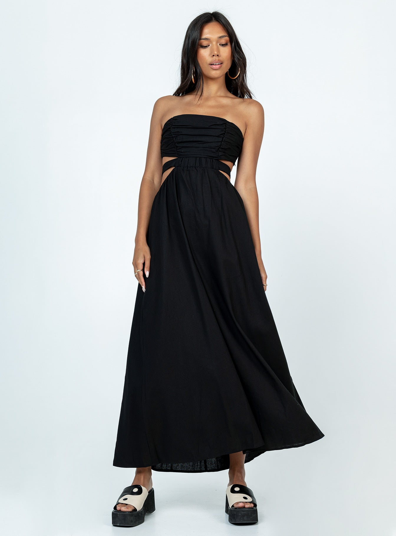 product Princess Polly Asymmetric Neckline  Kat Maxi Dress Black