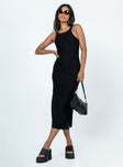 Front view of model wearing  front Princess Polly High Neck  Lazar Midi Dress Black