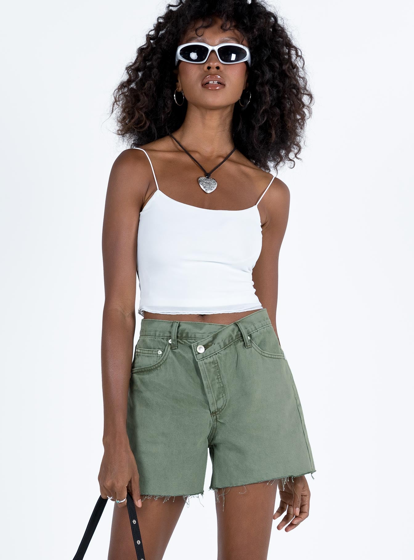 Xena Denim Shorts Green Princess Polly high-rise 