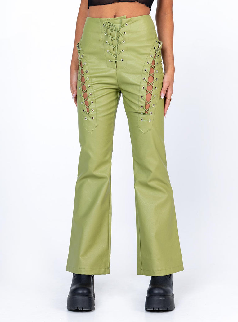 Princess Polly   Harvey PU Pants Green