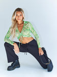 front view of model wearing Princess Polly Siena Long Sleeve Top Green 