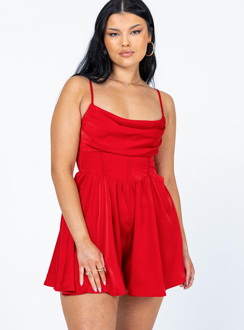Hannah Romper Red