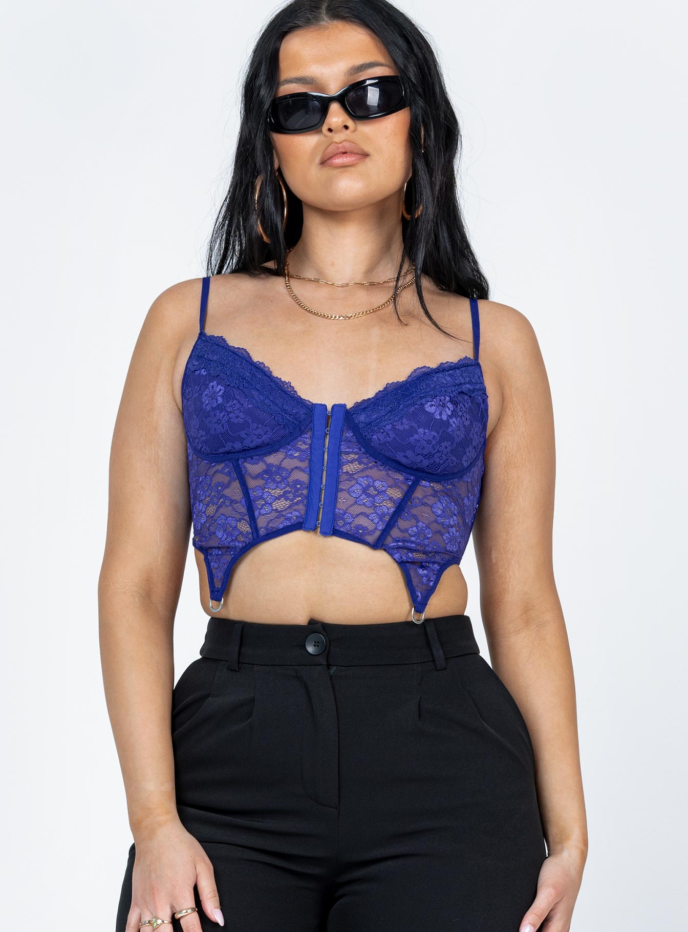 product Princess Polly Sleeveless Asymmetric Neckline  Shayna Corset Blue