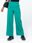 front view of model wearing Princess Polly Rubie-Jane Pants Green 