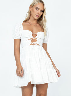 product Princess Polly High Neck  Campbell Mini Dress Short Sleeve White