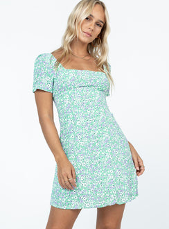 product Princess Polly Crew Neck Crew Neck  Hastings Mini Dress Green Floral