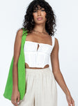 Front view of model wearing  front Princess Polly Sleeveless Square Neck  Parnell Top White