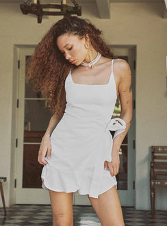 product Princess Polly High Neck  Cottage Hill Mini Dress White Satin